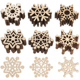 IMIKEYA 60PCS Unfinished Wooden Snowflakes Ornaments: Christmas Tree Hanging Ornaments DIY Wood Snowflakes Cutouts Mini Wooden S