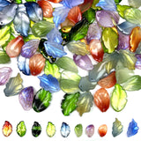 100 Pcs Glass Leaf Beads for Jewelry Making, Green Leaf Crystal Tree Leaves Beads for DIY Crafts Earring Bracelet Necklaces Wind