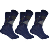 Cotson MenS Diamond Cut Organic Cotton Crew Length Socks (Navy, Pack Of 3)