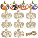 80PCS Wooden Halloween Decoration Pumpkins Ornaments to Paint Happy Halloween Cutouts Unfinished, DIY Blank Unfinished Ghost Spi