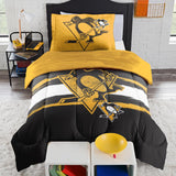 NORTHWEST Officially Licensed Pittsburgh Penguins NHL Team Comforter Set - Microfiber Twin/Twin XL Comforter & Sham with Hockey