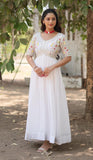 Wedani Georgette Embroidered Zari Sequins-Work Anarkali Kurta Set For Women (In Alpha S Regular White),WHITE,S,Georgette,anarkali,