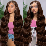 Gureimi 36 Inch Chocolate Brown Lace Front Wig 13x6 Lace Front Wigs Human Hair Body Wave Brown Wig Human Hair HD Lace Front Wigs