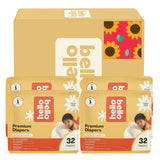 Hello Bello Diapers, Size 1 (8-12 lbs) Flower Child, 128 Count Value Pack of Premium Disposable Baby Diapers, Hypoallergenic wit