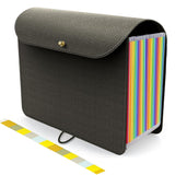 Storite 24 Pockets Pu Leather Expanding File Folders, A4/Letter Size Paper Holder, Accordion Folder, Documents Organizer For Sch