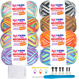 8 Pack Beginners Crochet Yarn Rainbow Cotton Crochet Yarn for Crocheting Knitting Beginners Crochet Kit(8x50g)-Rainbow Mix