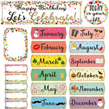 Outus Confetti Happy Birthday Bulletin Board Let's Celebrate Birthdays Bulletin Board Sign for Classroom Decorations Mini Party