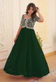 Wedani Georgette Embroidered Long Gown For Women Green,GREEN,S,Georgette,anarkali,