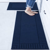 BEQHAUSE Kitchen-Rugs-Washable-Kitchen-Mats-for-Floor Non-Slip Kitchen Mats Set of 2 Absorbent Kitchen Runner Navy Blue with TPR