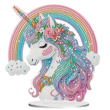 Diamond Painting Kits for Adults Beginners, 5D Full Drill Rainbow Pony Crystal Art Desktop Ornament, DIY Single Sided Home Offic