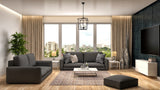Elegant Lighting Maddox Collection 3 Light Pendant Lamp With Metal Frame And Hanging Chain, Black - 12.5D X 18.25H