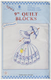 Jack Dempsey Satmped White Quilt Blocks 9X9 12/Pkg, Parasol Lady