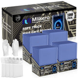 100 Count 55pt Card Sleeves Hard Plastic, Includes 100 Count 55pt Clear Soft Sleeves, 3x4 Card Protectors Hard Plastic Perfect f