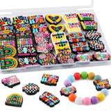 Kovict 30Pcs Teacher Focal Beads for Pens, School Teacher Silicone Beads for Keychain Making Patterns Focals for Necklace Bracel