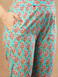 Anni Designer Women'S Cotton Blend Straight Printed Kurta With Pant (Balajyoti Blue-Nw_Xxl_Blue_Xx-Large),Blue,2XL,,,