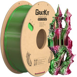 Gratkit Silk Dual Color PLA Filament, Coextrusion PLA Filament 1.75mm, +/-0.03mm, 1KG/Roll, Silk PLA Red & Green