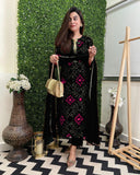 Anni Designer Women'S Rayon Blend Straight Bandhej Printed Kurta With Pant & Dupatta (Turae Black-Vks01_S_Black_Small),Black,S,,,