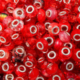 BERMRO 100pcs Large European Hole Beads Red Round Iridescent Acrylic Bead Fairy Wand Garden Beads for DIY Crafting Necklace Brac