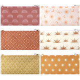 6 Pcs Boho Reusable Snack Bags and Sandwich Bags Food Safety Washable Lunch Snack Zipper Pouches for Kids Students Adults Food