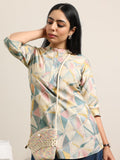 Libas Women'S Silk Blend Geometric Straight Kurti (29391O Multicolour S
