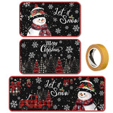 SATINIOR 3 Pcs Christmas Kitchen Rugs and Mats Set Black Snowman Winter Floor Mat Non Slip Let It Snow Doormats Farmhouse Washab