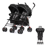 Dream On Me Volgo Twin Umbrella Stroller in Black, Lightweight Double Stroller for Infant & Toddler, Compact Easy Fold, Large St