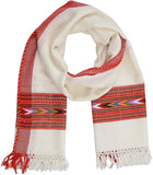 Aruna Kullu Handloom WomenS Woollen Handspun, Hand Woven With Kullu Typical Weaving On Handloom Stole White Color