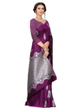 Shiv Textiles Women'S Banarasi Jacquard Art Silk Saree With Unstitched Blouse Piece (Zm03Wine_Wine)