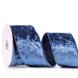 MAYREEL 2.5 Inch Navy Blue Crushed Velvet Ribbon Wired Midnight Blue for Christmas Decorations Gift Wrapping Wreaths Tree Topper