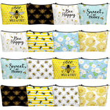 Bulyoou 16 Pcs Funny Bee Cosmetic Bags Stuff Bulk Honey Queen Bee Inspirational Gift Makeup Bags Zipper Pouch for Women Beekeepe