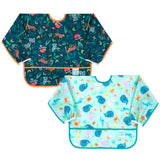 Bumkins - Sleeved Bib - For Boys & Girls, Babies & Toddlers 6-24 Months - Lightweight, Durable, Waterproof - Long Sleeve Bib - C