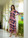 Gosriki Women'S Cotton Blend Straight Printed Kurta With Palazzo (Chinki Navy-Gs_M_Navy_Medium),Navy Blue,,B0D9WFVBPX