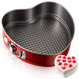 Tioncy Heart Shaped Springform Pan Heart Nonstick Cake Mold Cheesecake Pan for Engagement Wedding Dating Anniversary Birthday(Re