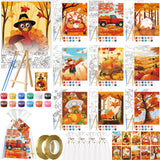 Dispowreath 12 Sets Halloween Pre Drawn Canvas to Paint Gifts Sets 5 x 7 Pumpkin Pre Printed Canvas with Greeting Cards Outline