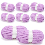 Chunky Chenille Yarn for Crocheting/Arm Knitting, Super Soft Jumbo Knit Blanket Yarn Light Purple 8 Pack (32 yds, 8.5 oz Each Pa
