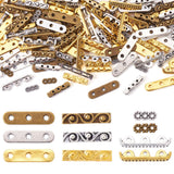 Pandahall 150Pcs 3-Holes Rectangle Spacer Bar Metal Beads 4 Styles Tibetan Multi Strand Separator Link End Bar Mixed Colors for