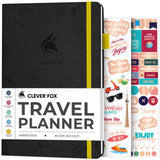 Clever Fox Travel Journal - Vacation & Trip Organizer with Budget Plan, Packing List, Travelling Expense Tracker, A5 (Black)