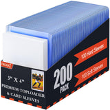 TRUGQ 200 Card Sleeves Toploads for Cards,3 x 4 Baseball Card Protectors,Premium Standard Size Trading Hard Plastic Card Holder