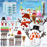 SpringFlower 24 Pack DIY Snowman Kit, Christmas Crafts for Kids, Air Dry Modeling Clay Xmas Game Activities, Holiday Ornament Cr