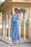 Gosriki Women'S Cotton Blend Straight Printed Kurta With Pant & Dupatta (Sohini Purple-Gs_Xl_Purple_X-Large),Purple,,B0CPXY27RL