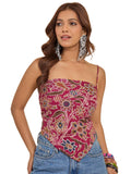 Inweave Women Burgundy Shoulder Strap Scarf Top