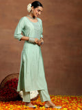 Libas Women'S Silk Blend Kurta Set (Gs924_Sea Green Sea Green S