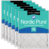 Nordic Pure 12x18x1 (11 1/2 x 17 1/2 x 3/4) Pleated Air Filters MERV 14 Plus Carbon 6 Pack