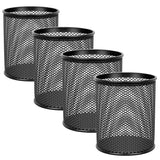 worison Black Round Mesh Pen Stand Pencil Holder Pack Of 4 pc