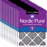 Nordic Pure 12x18x1 (11 1/2 x 17 1/2 x 3/4) Furnace Air Filters MERV 8 Pleated Plus Carbon 12 Pack
