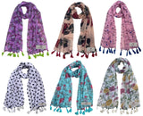 Fusfus WomenS Printed Chiffon Scarves And Stoles, Free Size(Multicolour, Fs2093) Pack Of 6 (Multicolor1)