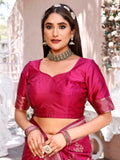 Leriya Fashion Womens Pure Jacquard Banarasi Kanjivarm Cotton Silk Saree With Blouse Piece | Saree For Women (Dark Pink)