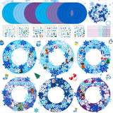 Hollowfly 48 Sets Winter Wreath Craft Kits DIY Snowflake Wreath Hanging Ornaments Make Your Own Paper Craft with Stickers for Wi