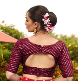 Pujia Mills Womens Fancy Readymade Half Sleeve Sequins Saree Blouse(Sequins Butti Maroon_38)