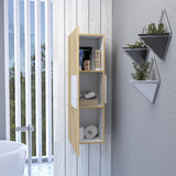 Tuhome Vanguard Medicine Cabinet, Three Shelves, Single Door Cabinet -White/Light Oak